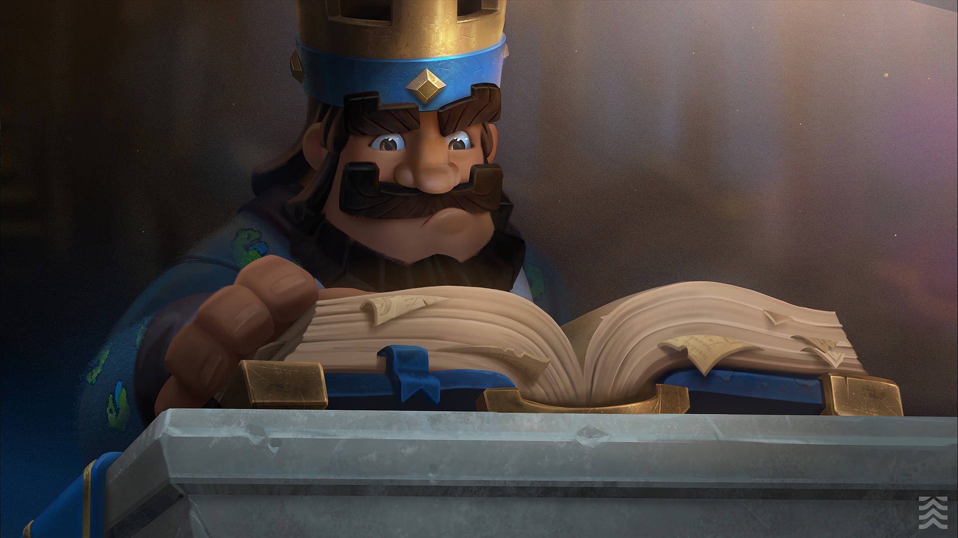 King From The Clash Royale Phone Game Reading A Book Wallpaper