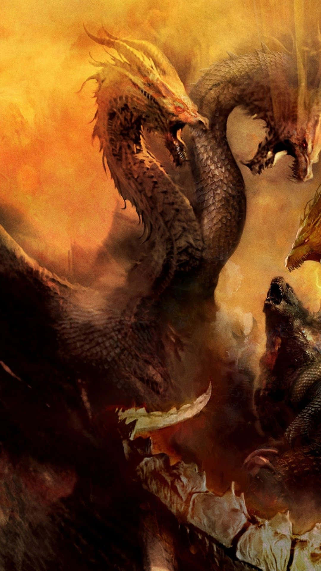 King Ghidorah: The Gravity-Defying Dragon from Godzilla Franchise Wallpaper