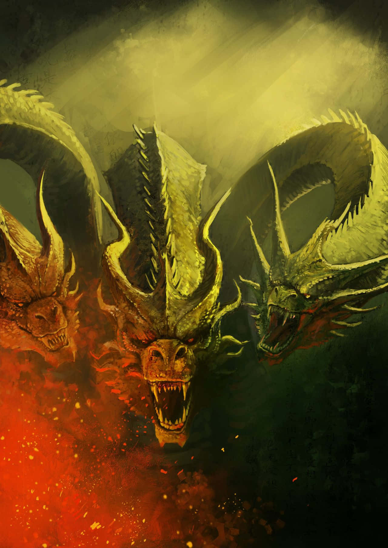The Mighty King Ghidorah Unleashes His Wrath Wallpaper