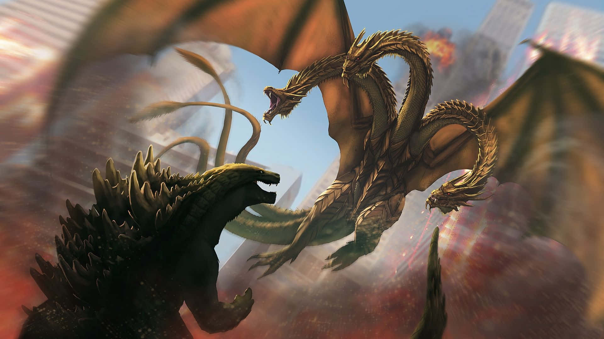 The Mighty King Ghidorah Unleashed Wallpaper