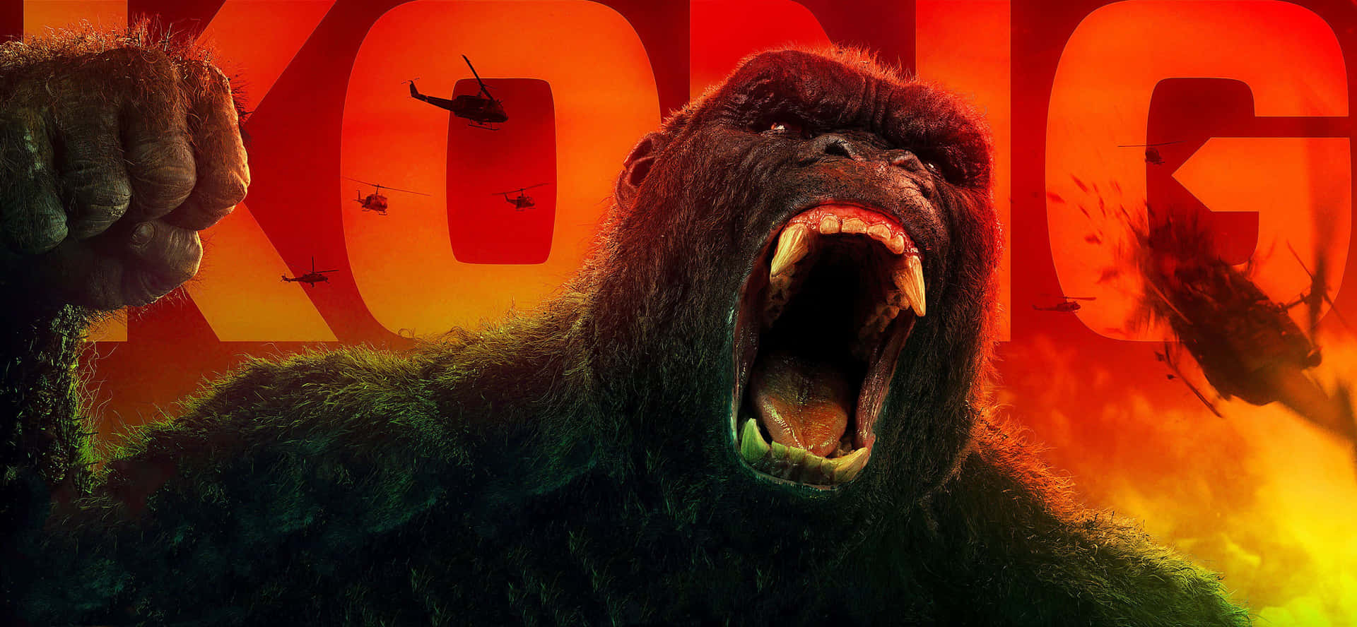 Caption: King Kong Roaring: The Mighty Protector of Skull Island Wallpaper