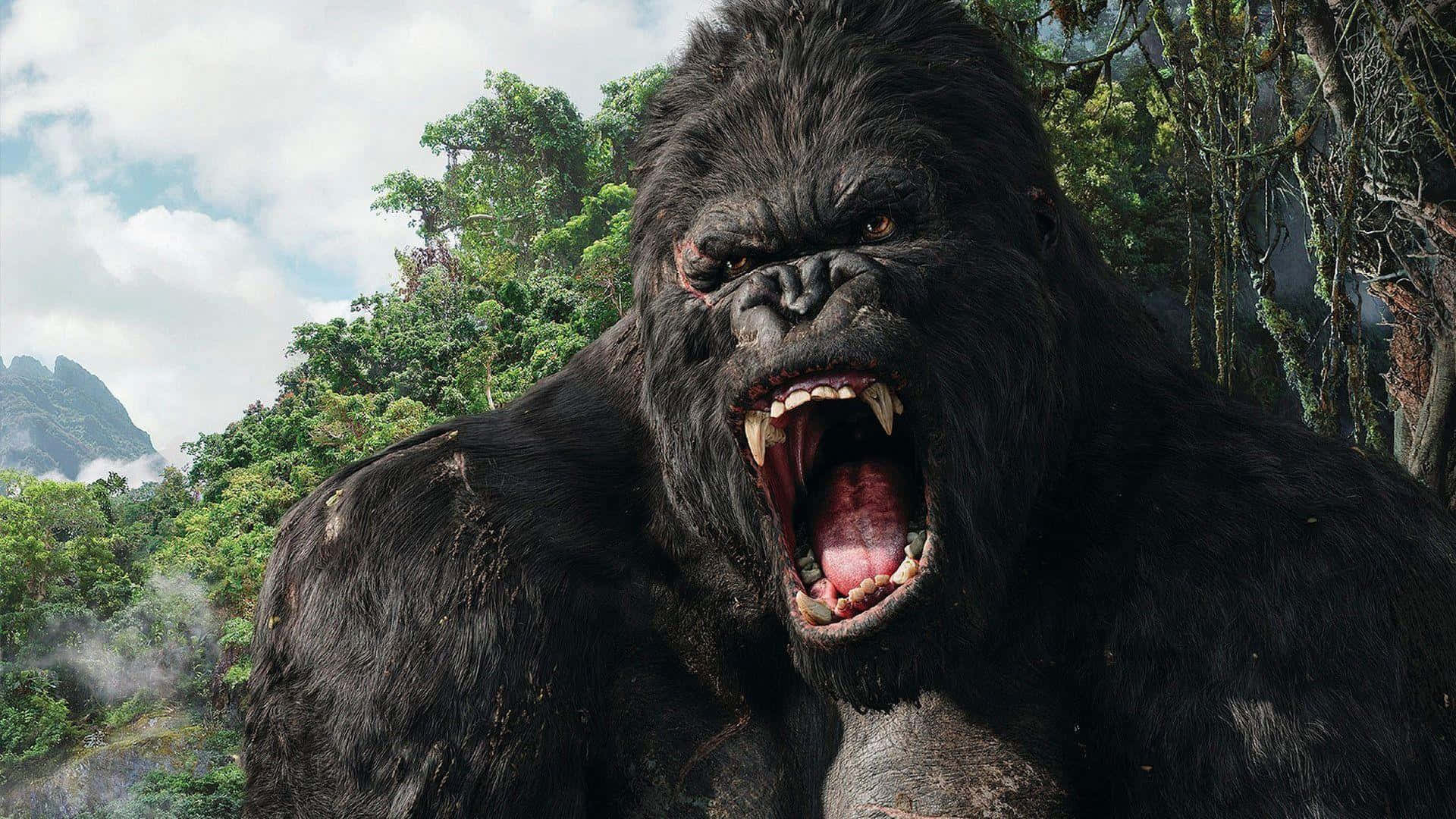 Gigantisk abe King Kong flette muskler i 4K. Wallpaper