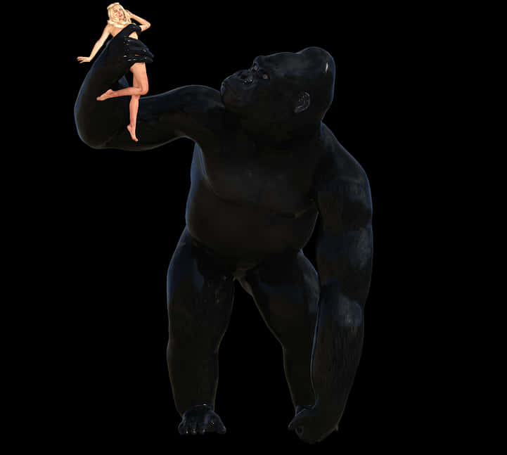 King Kong Holding Woman PNG