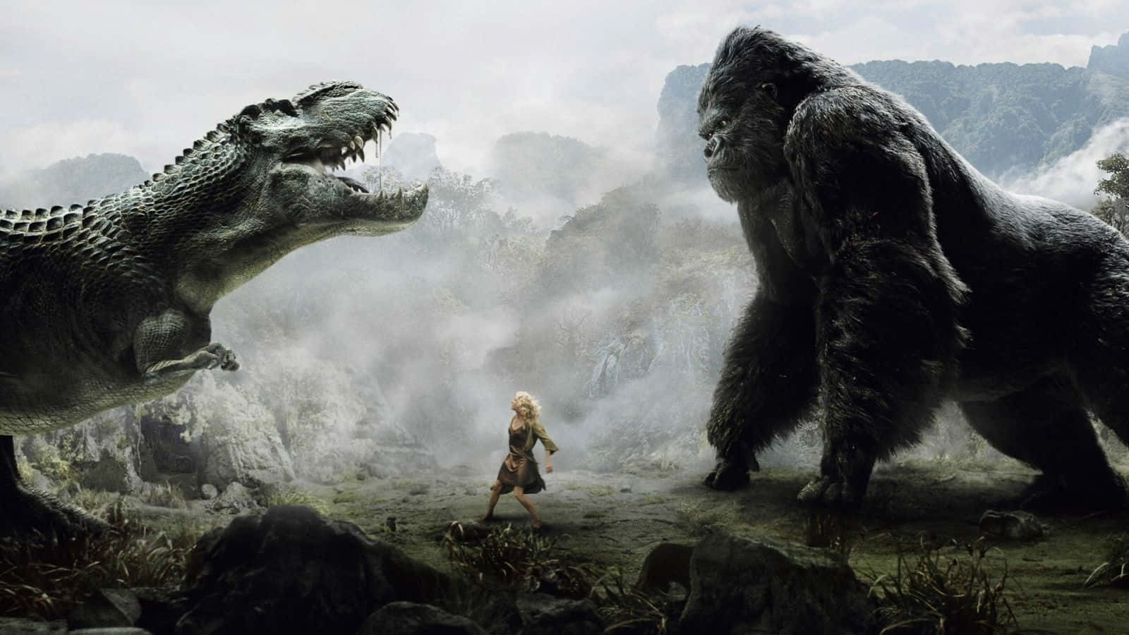King Kong - A Woman And A Tyrannosaurus In The Jungle