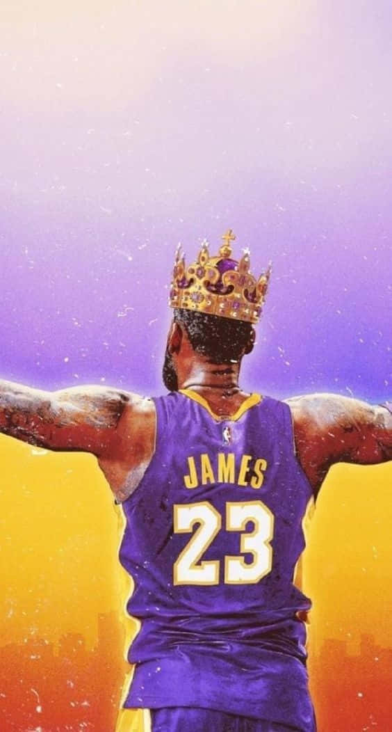 King Lebron James With A Crown Wallpaper