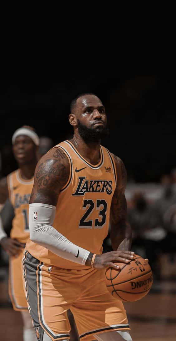 Kongen - Lebron James, den fire-gange NBA-mester - er fanget i en dynamisk bevægelse af legendariske stillinger Wallpaper