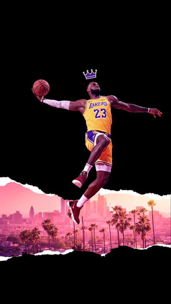 King Lebron James In His Shooting Position Wallpaper