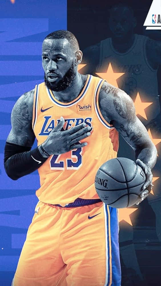 King Lebron James With Lots Of Stars Wallpaper
