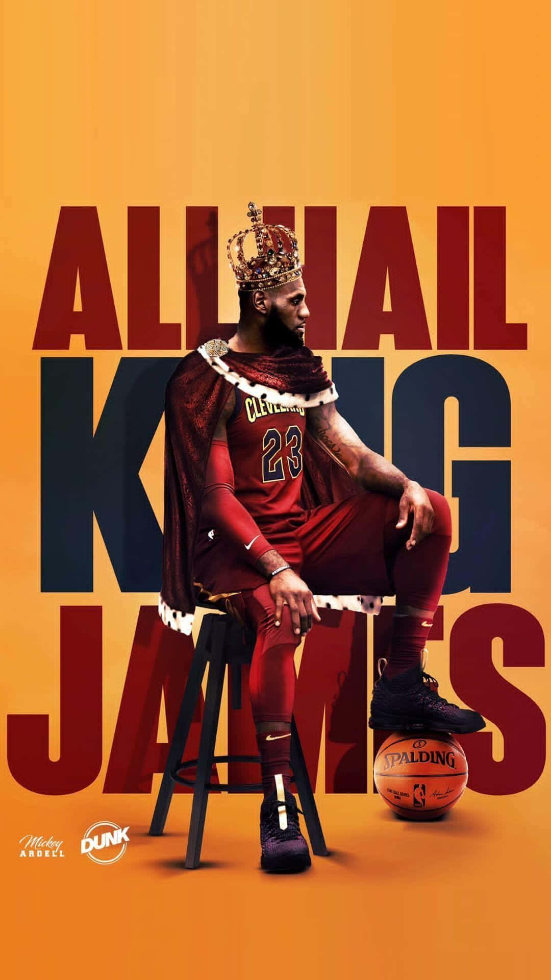 King Lebron James standing in front of an arena, ready to make history. Wallpaper