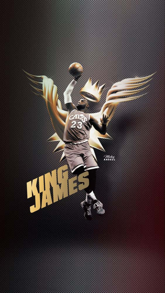 King Lebron James With Wings And Crown Wallpaper