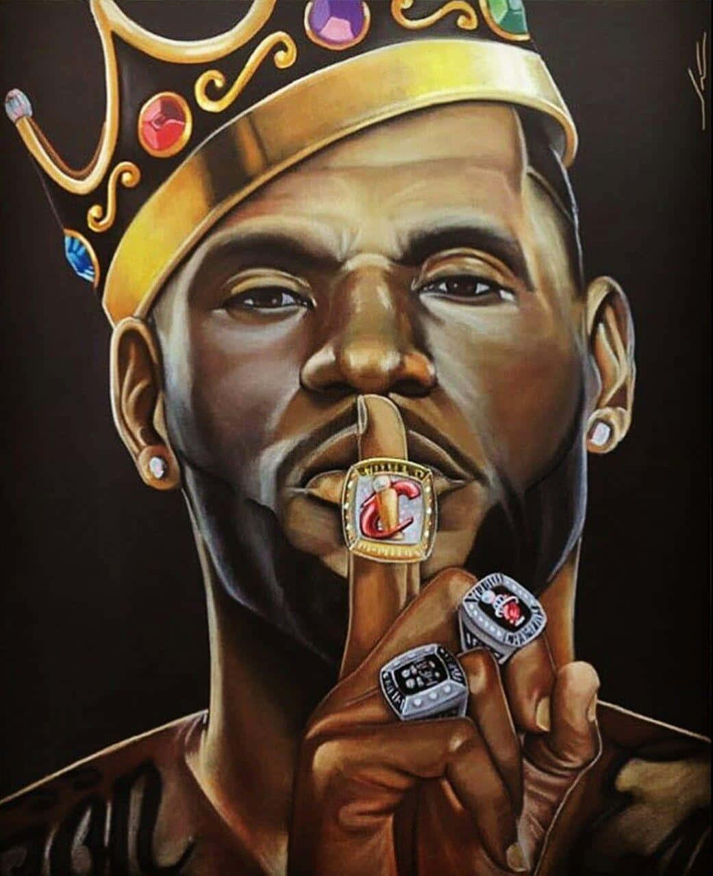 King Lebron James With A Crown With Colorful Gems Wallpaper
