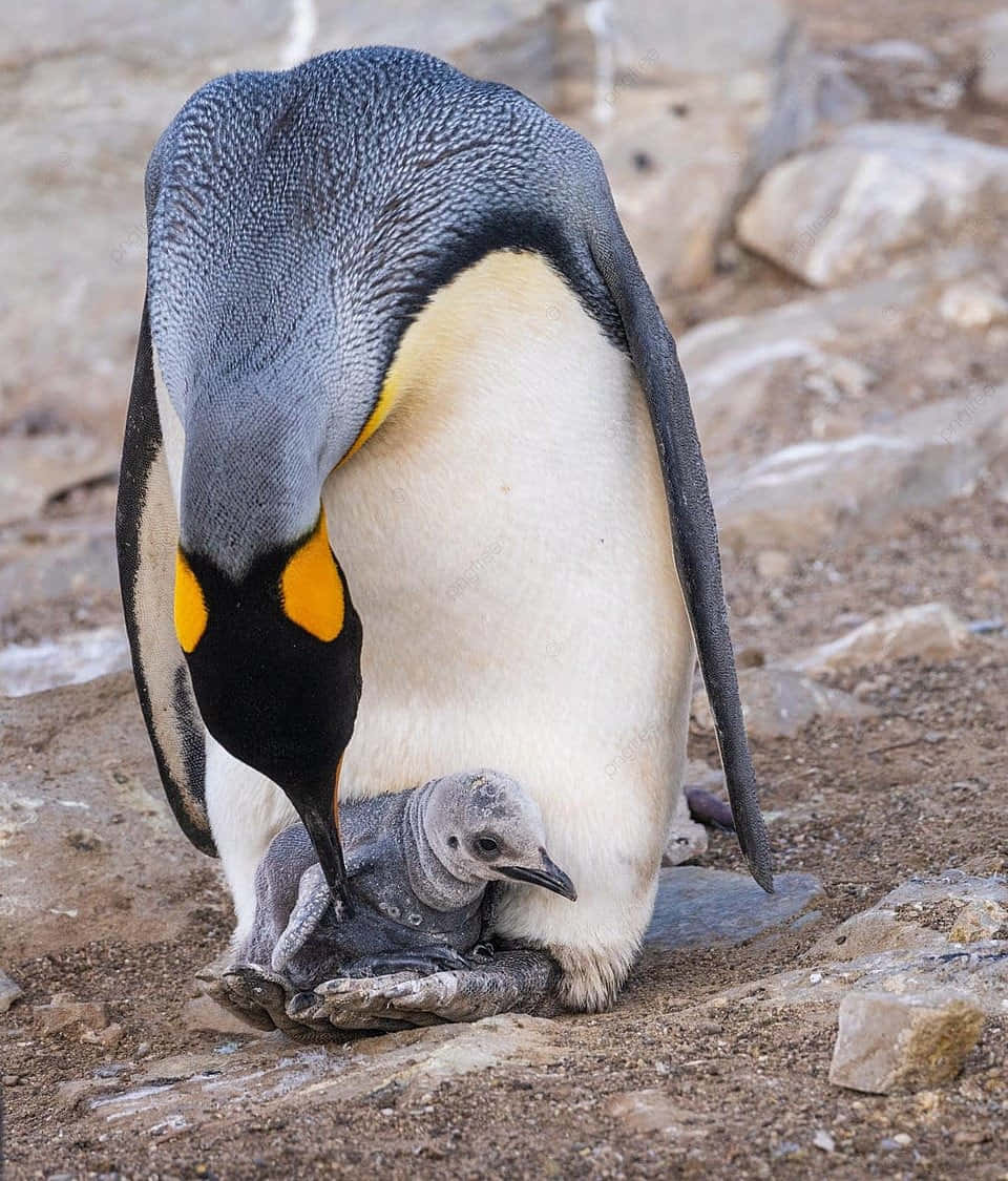 King Penguin With Chick.jpg Wallpaper