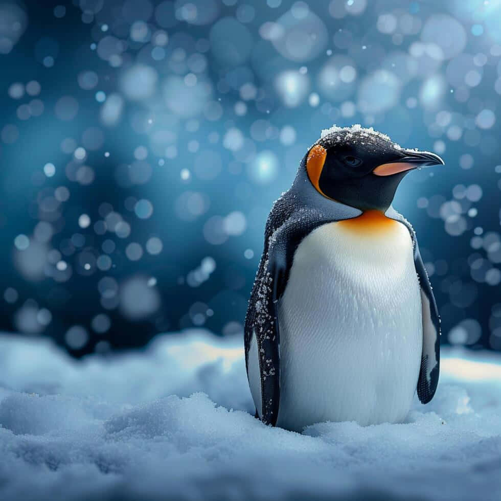 King Penguinin Snowy Backdrop.jpg Wallpaper