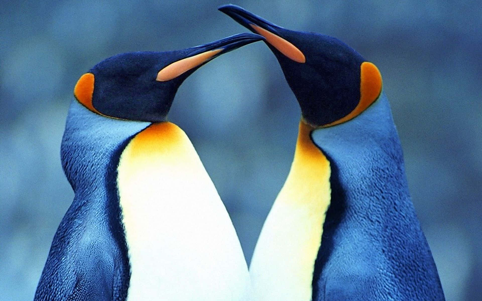 King Penguins Close Up Interaction Wallpaper
