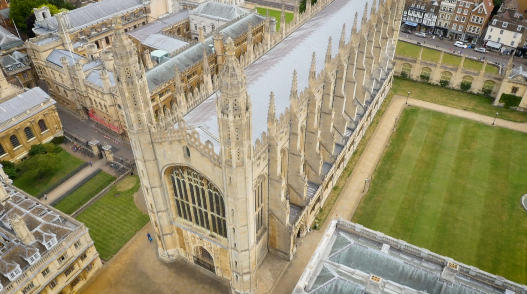 Aerial View of King's College Chapel, Cambridge University Wallpaper
