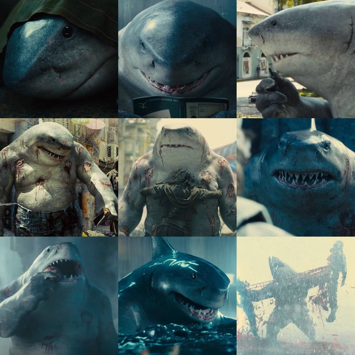 Collagede Escena De King Shark Fondo de pantalla