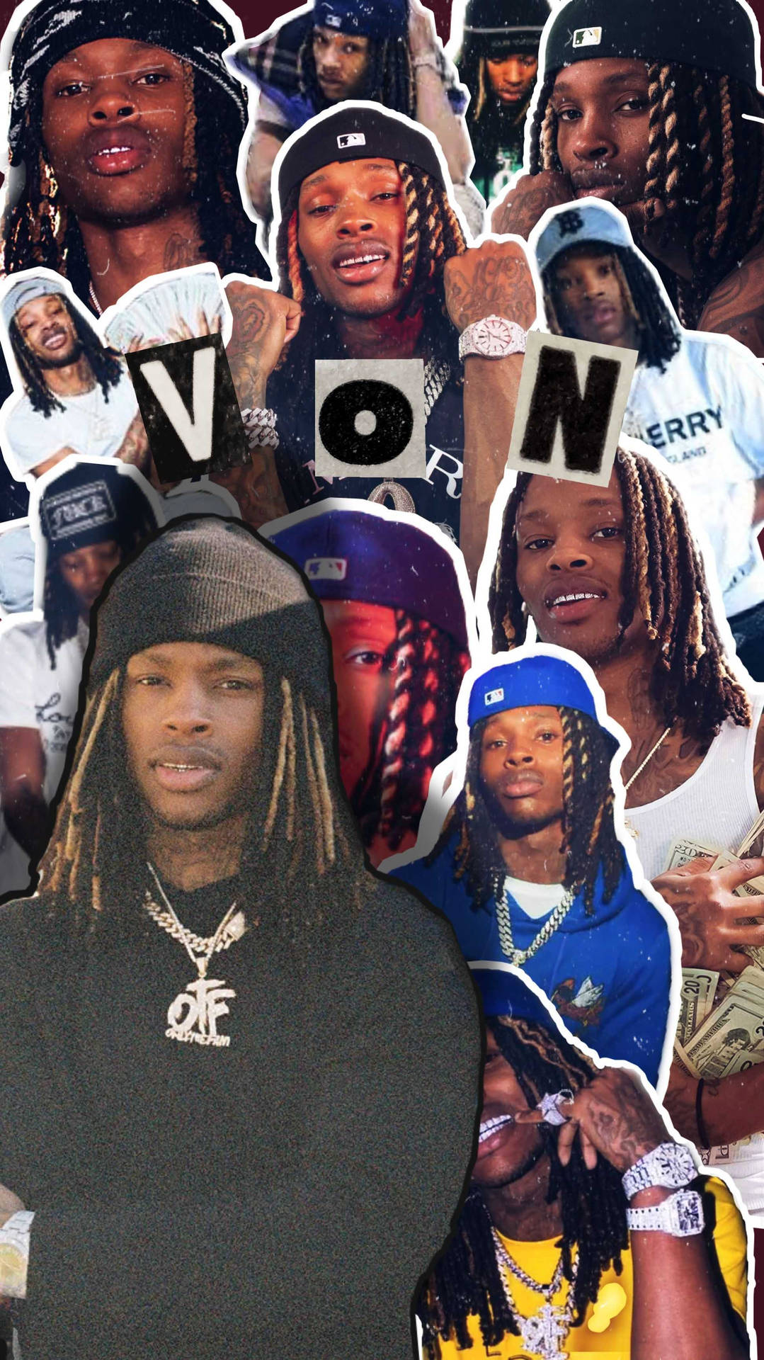 King Von Cutout Aesthetic Collage Background