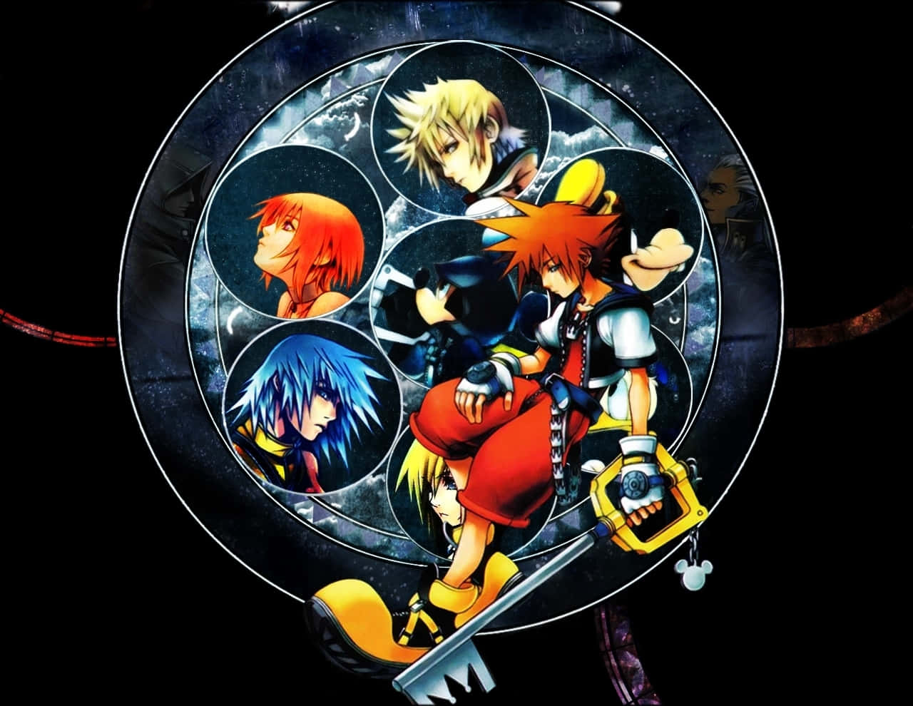 Sora, Donald, and Goofy embark on a magical journey in Kingdom Hearts.