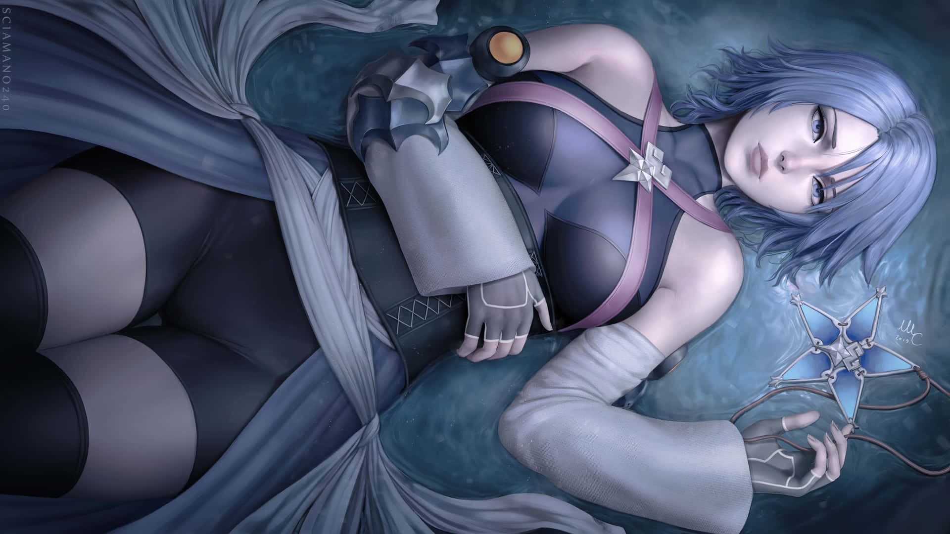 Aqua fights for her friends in Kingdom Hearts. Wallpaper