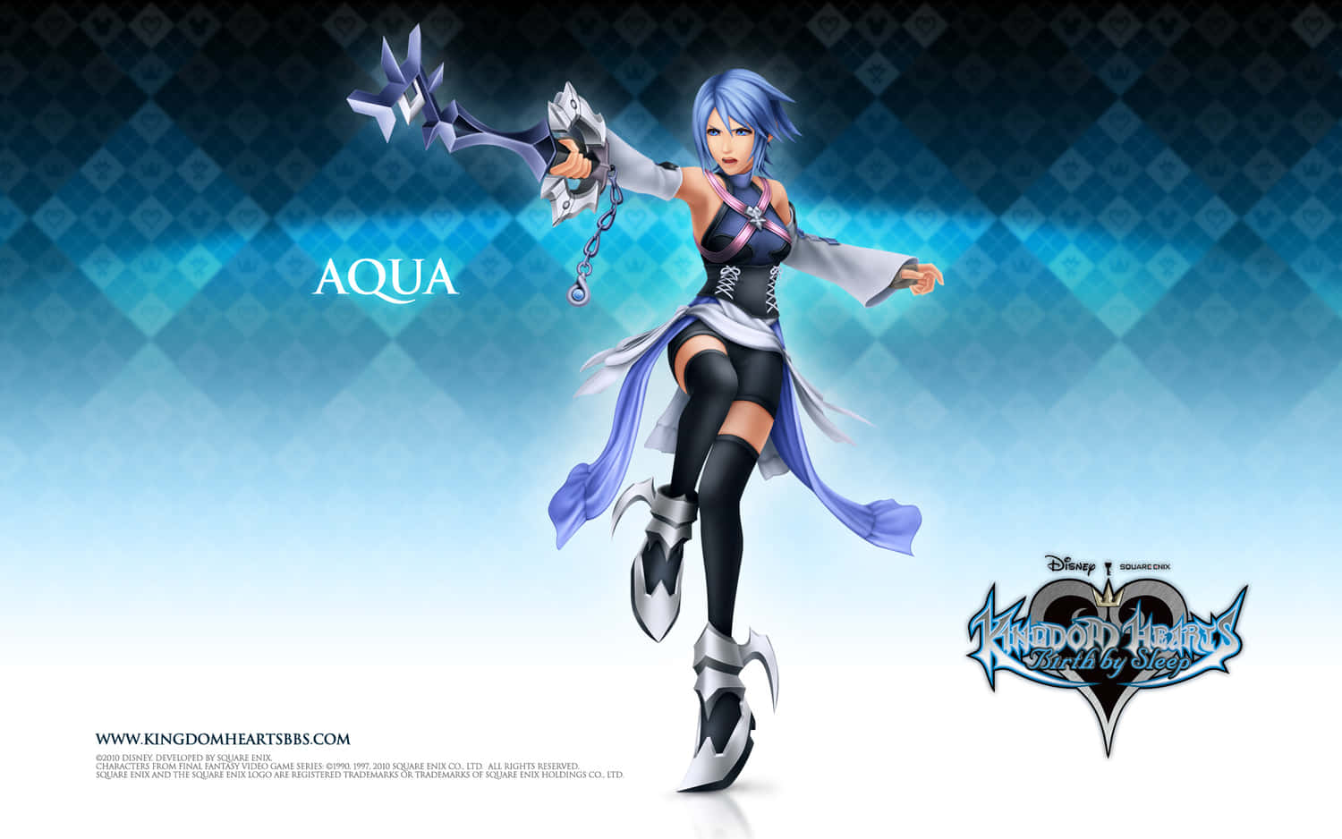 Sora and Aqua travel through the galaxies of Kingdom Hearts Wallpaper