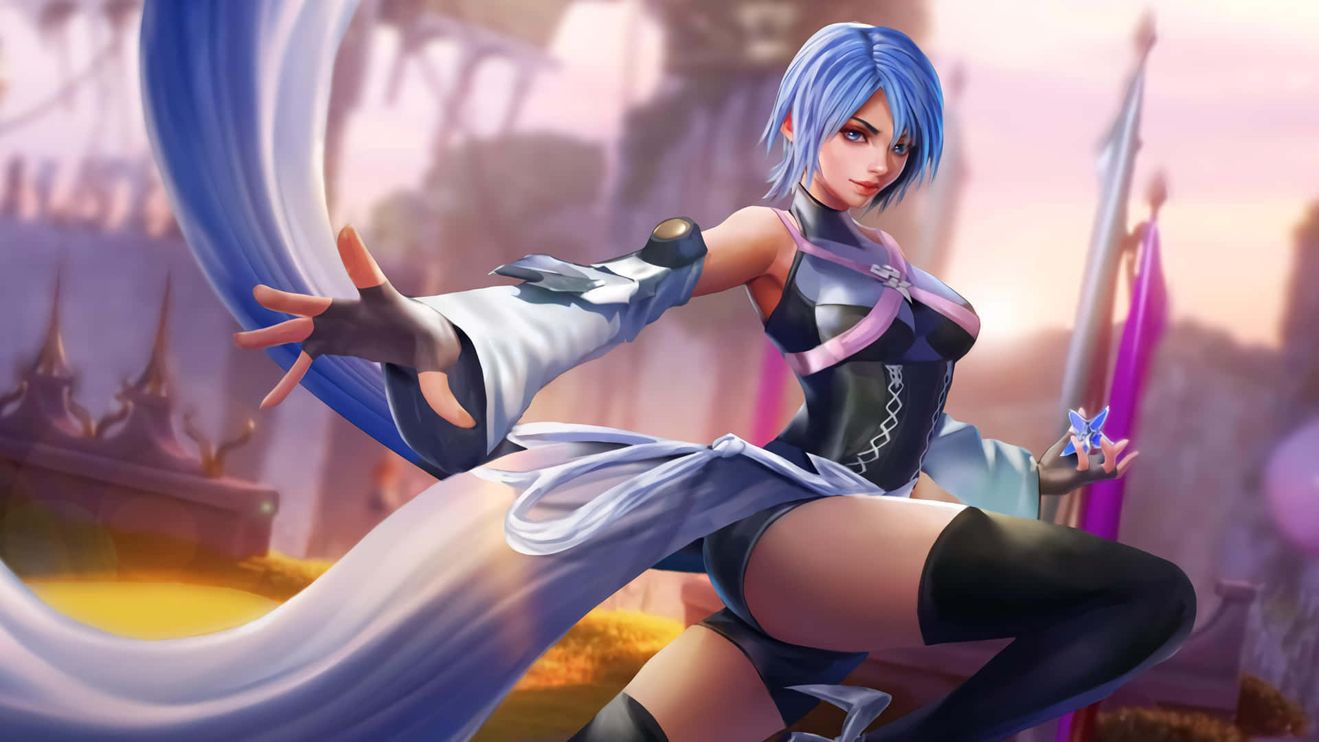Aqua from Kingdom Hearts shows her bravery amidst darkness. Wallpaper