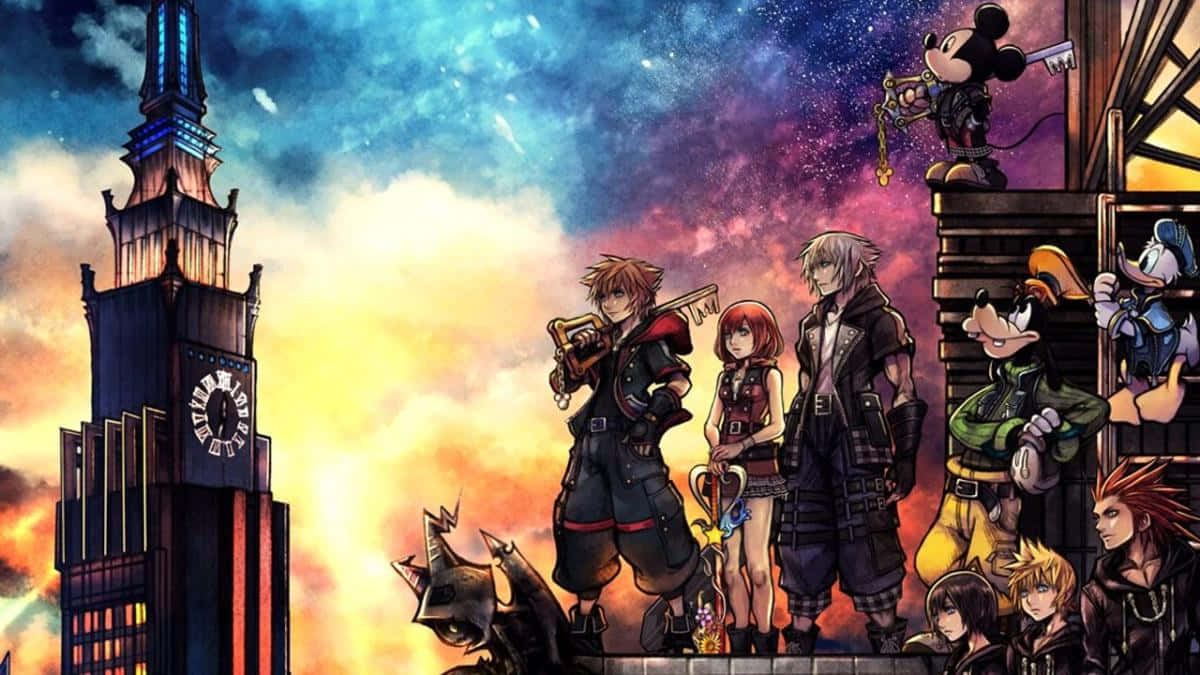 Personajesde Kingdom Hearts Aventurándose Juntos Fondo de pantalla