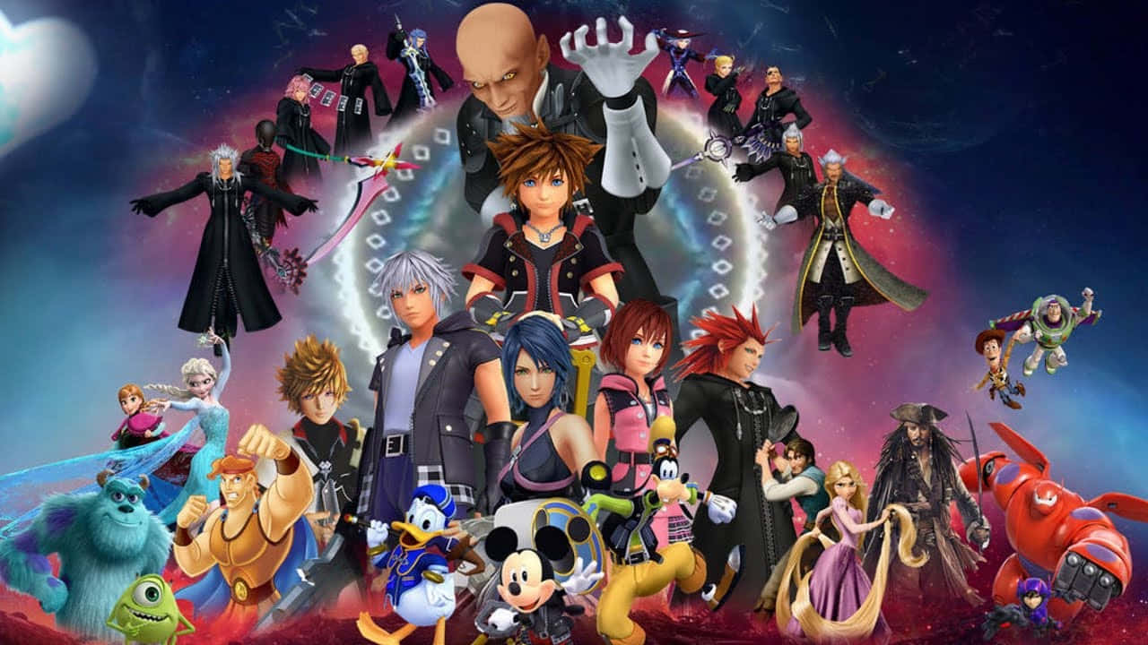 Personajesde Kingdom Hearts Se Reúnen Fondo de pantalla