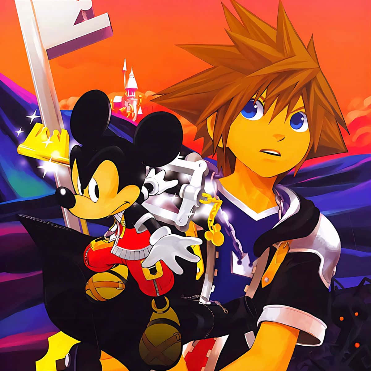 Kairide Kingdom Hearts Empuñando Su Llave Espada Y Sonriendo. Fondo de pantalla