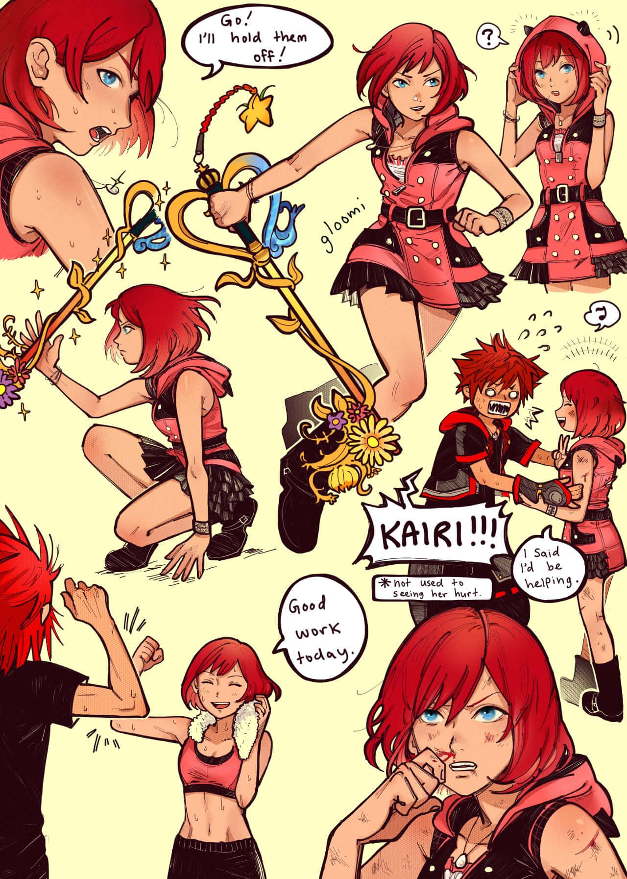 Kairi from Kingdom Hearts posing with Destiny's Embrace Keyblade Wallpaper