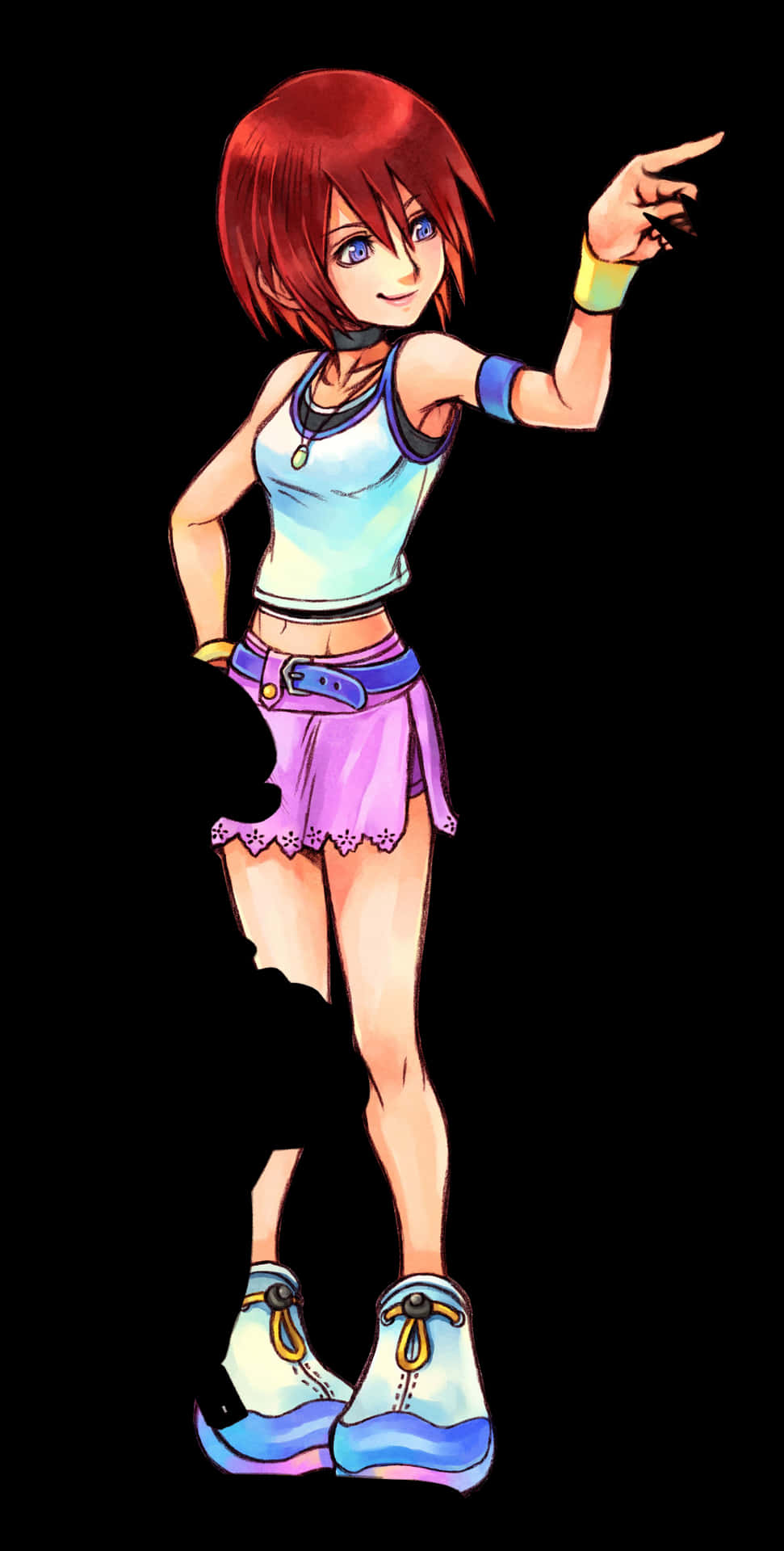 Kairi from Kingdom Hearts gracefully holding her Keyblade. Wallpaper