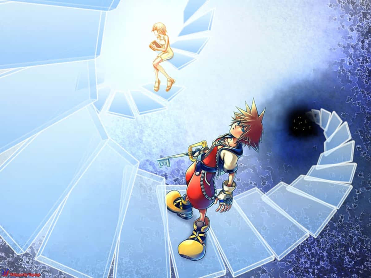 Naminé,un Personaje Querido De La Serie Kingdom Hearts, Rodeada De Hermosas Ilustraciones. Fondo de pantalla