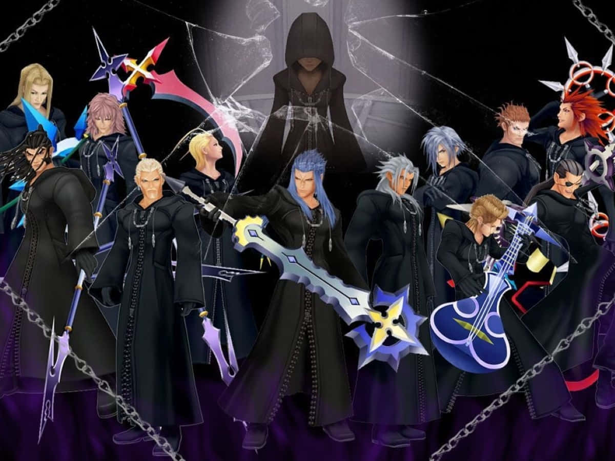 Kingdom Hearts Organization 13 Members in Battle Stance Wallpaper