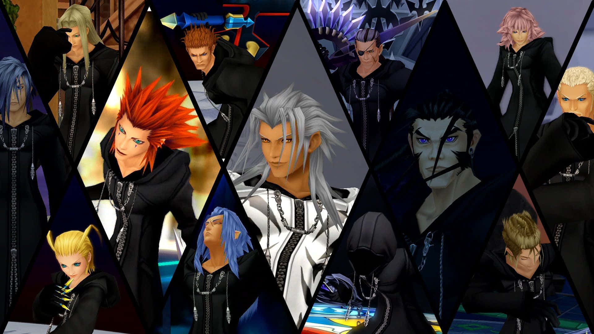 Kingdom Hearts Organization XIII assembling in the dark, united by their iconic black hooded coats Wallpaper