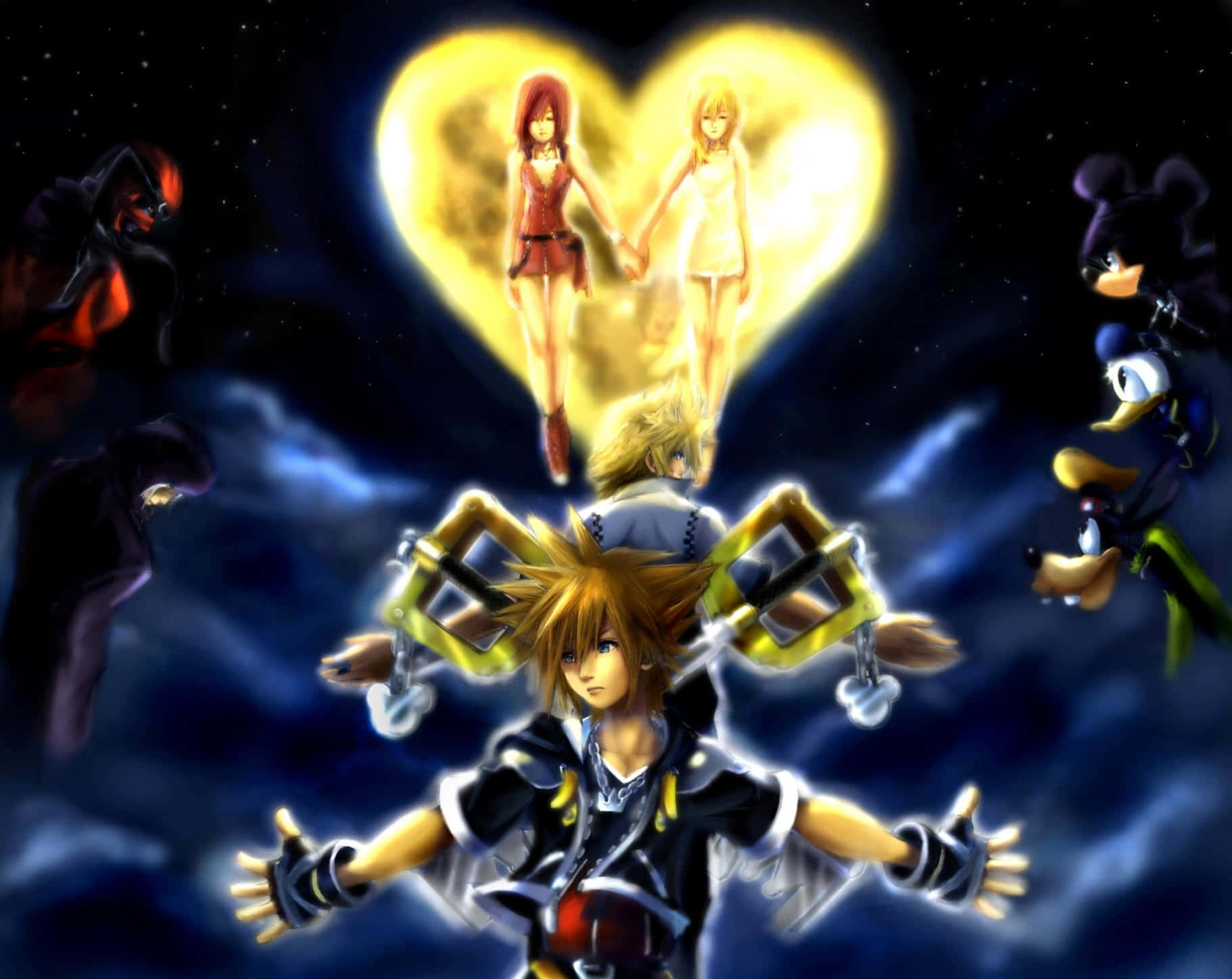 Sora,ein Keyblade-meister, Kämpft In Einer Epischen Schlacht Gegen Die Dunkelheit.