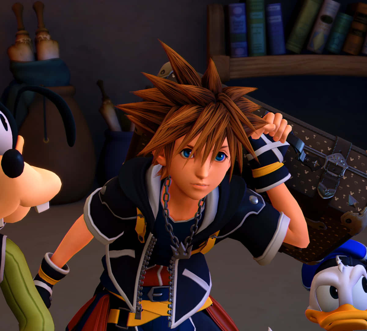 Sora and Goofy join forces to take on the darkness