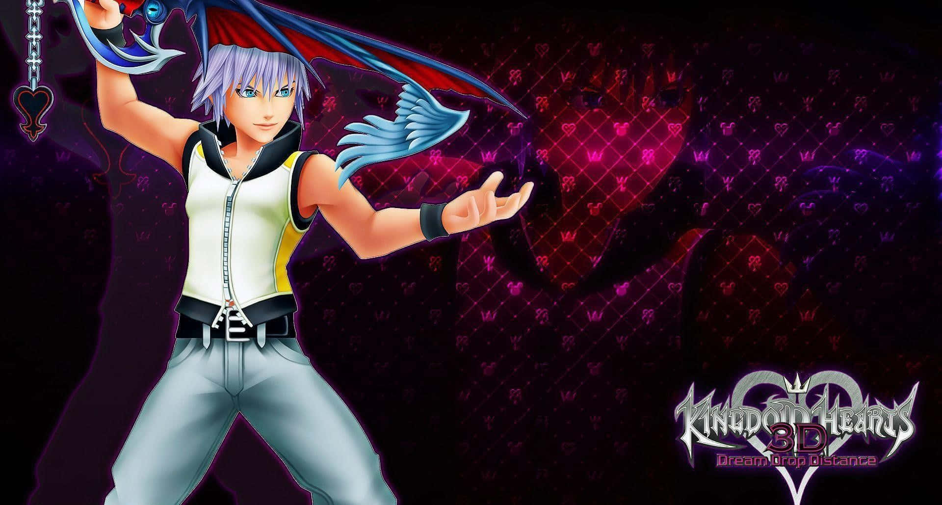 Riku wielding his powerful Keyblade in Kingdom Hearts Wallpaper