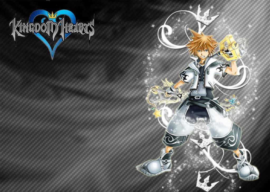 Sora, the brave Keyblade wielder in Kingdom Hearts, poses with his Keyblade. Wallpaper