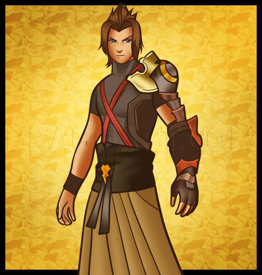 Terra from Kingdom Hearts wielding his Keyblade Wallpaper