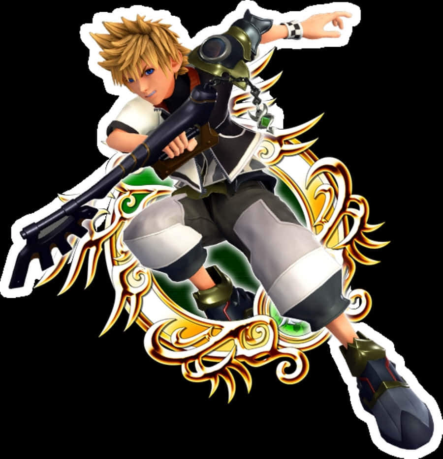 Ventus Courageously Wielding His Keyblade in the Enchanting World of Kingdom Hearts Wallpaper