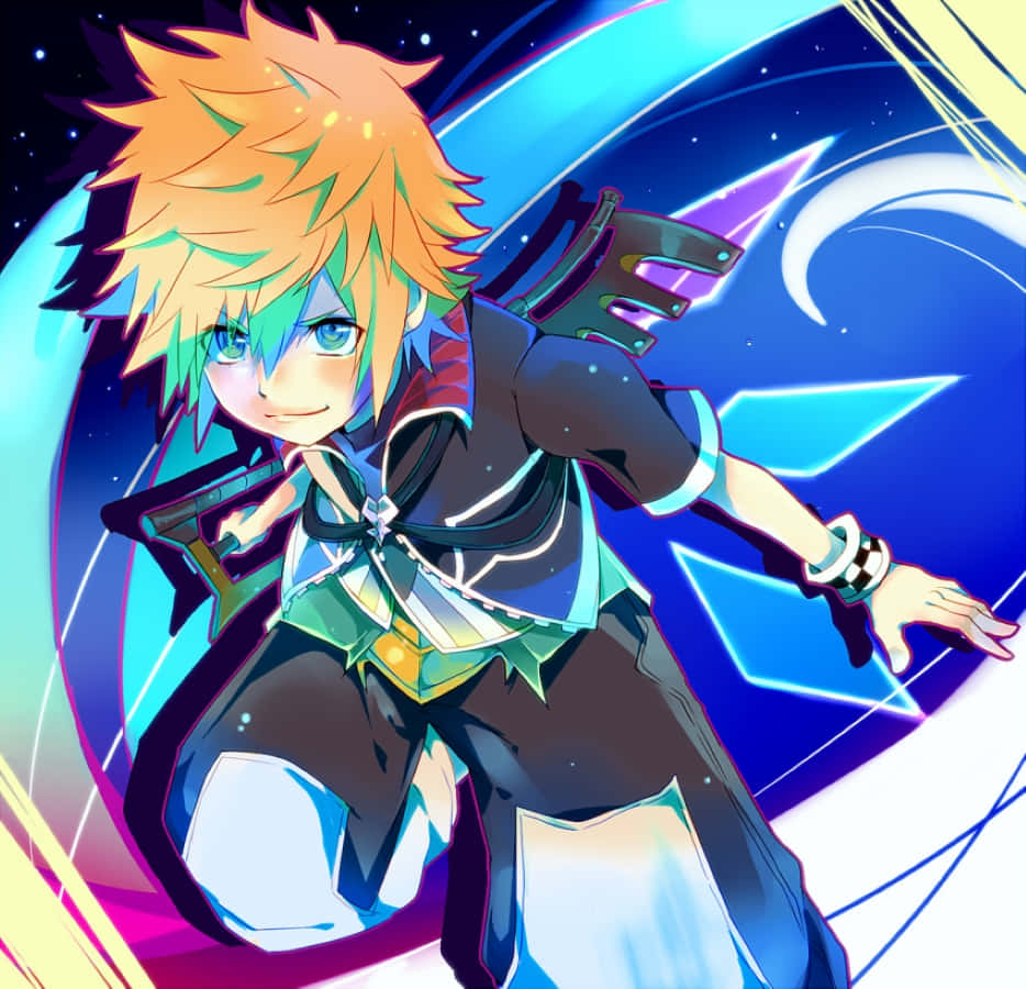 Ventus bravely wields his Keyblade in a dynamic pose from Kingdom Hearts Wallpaper