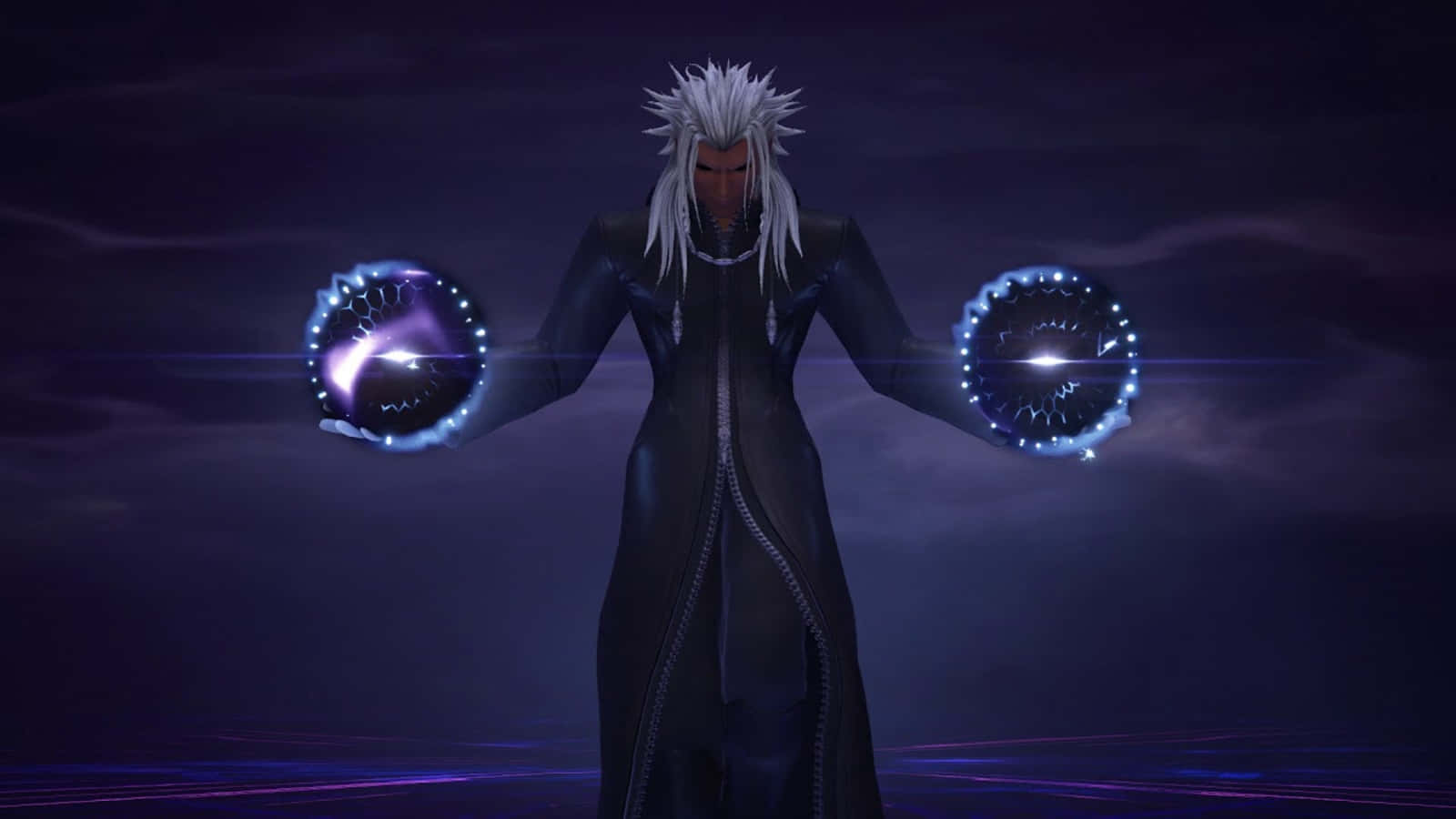 Xemnas, the enigmatic leader of Organization XIII, surrounded by his Nameless Swords in Kingdom Hearts Wallpaper