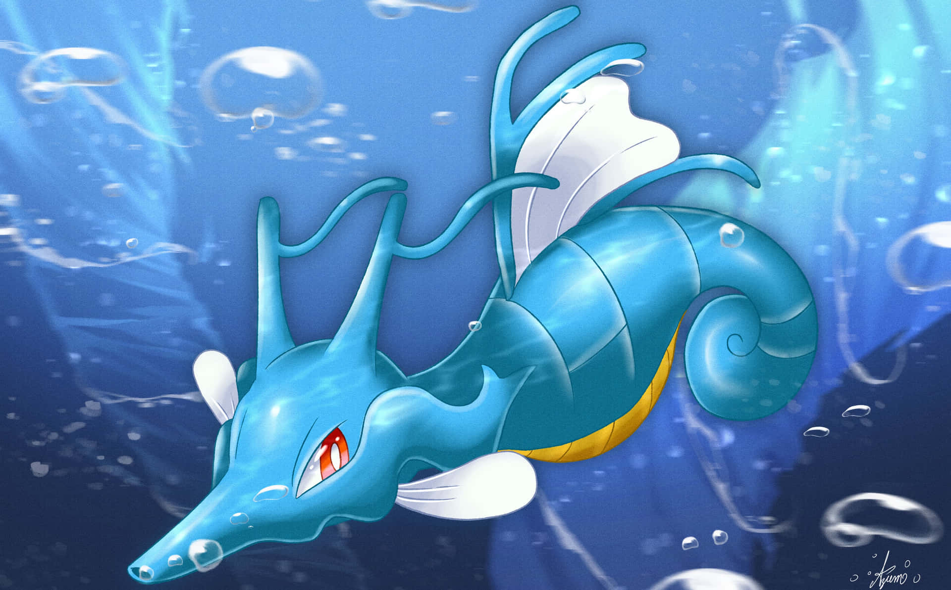 Kingdra, The Powerful Water/dragon Type Pokémon In A Powerful Stance. Wallpaper