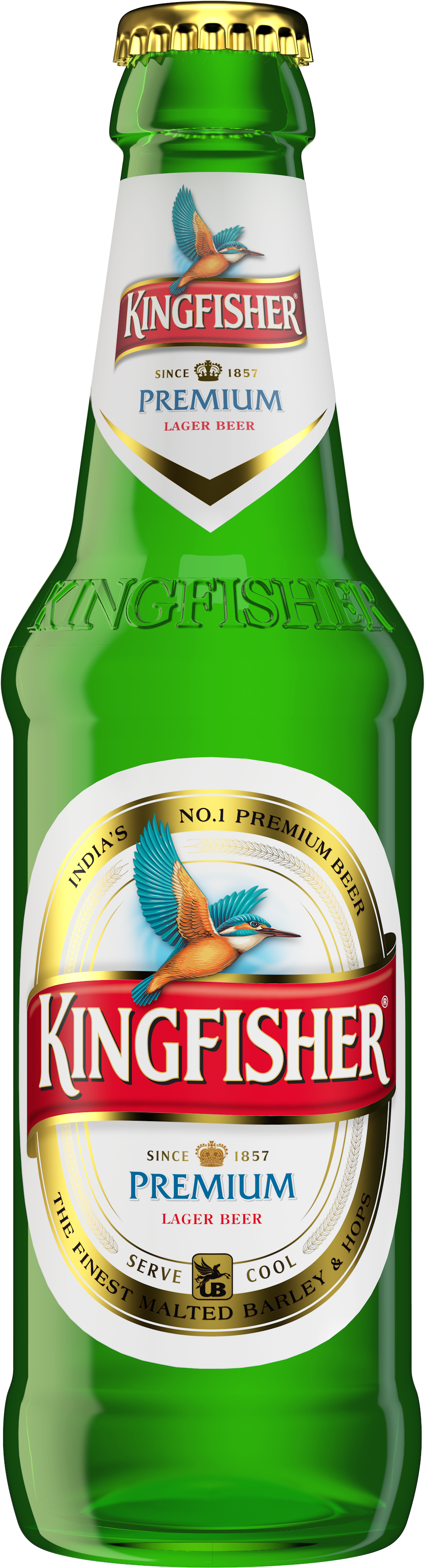 Kingfisher Premium Indian Lager Beer Bottle PNG