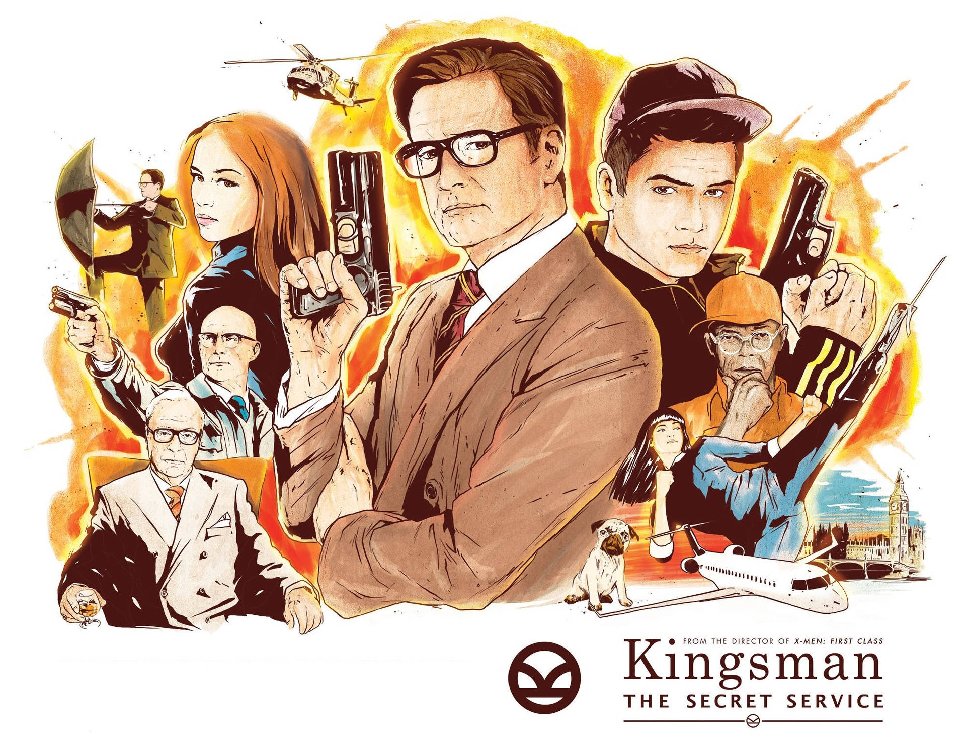 Kingsman The Secret Service Tegning Fanart Live Wallpaper Wallpaper