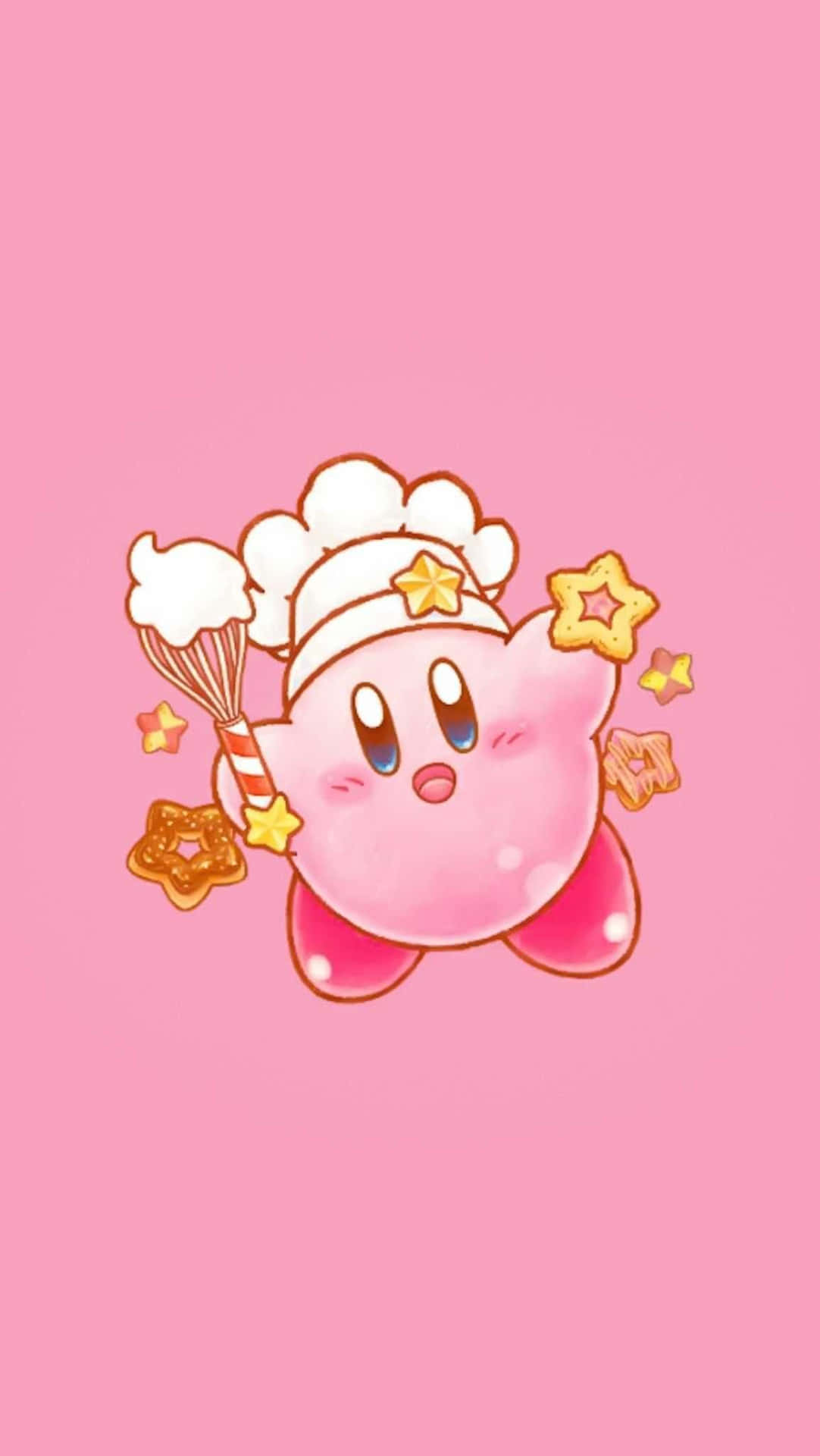 Kirby Chef Aesthetic Pink Background Wallpaper