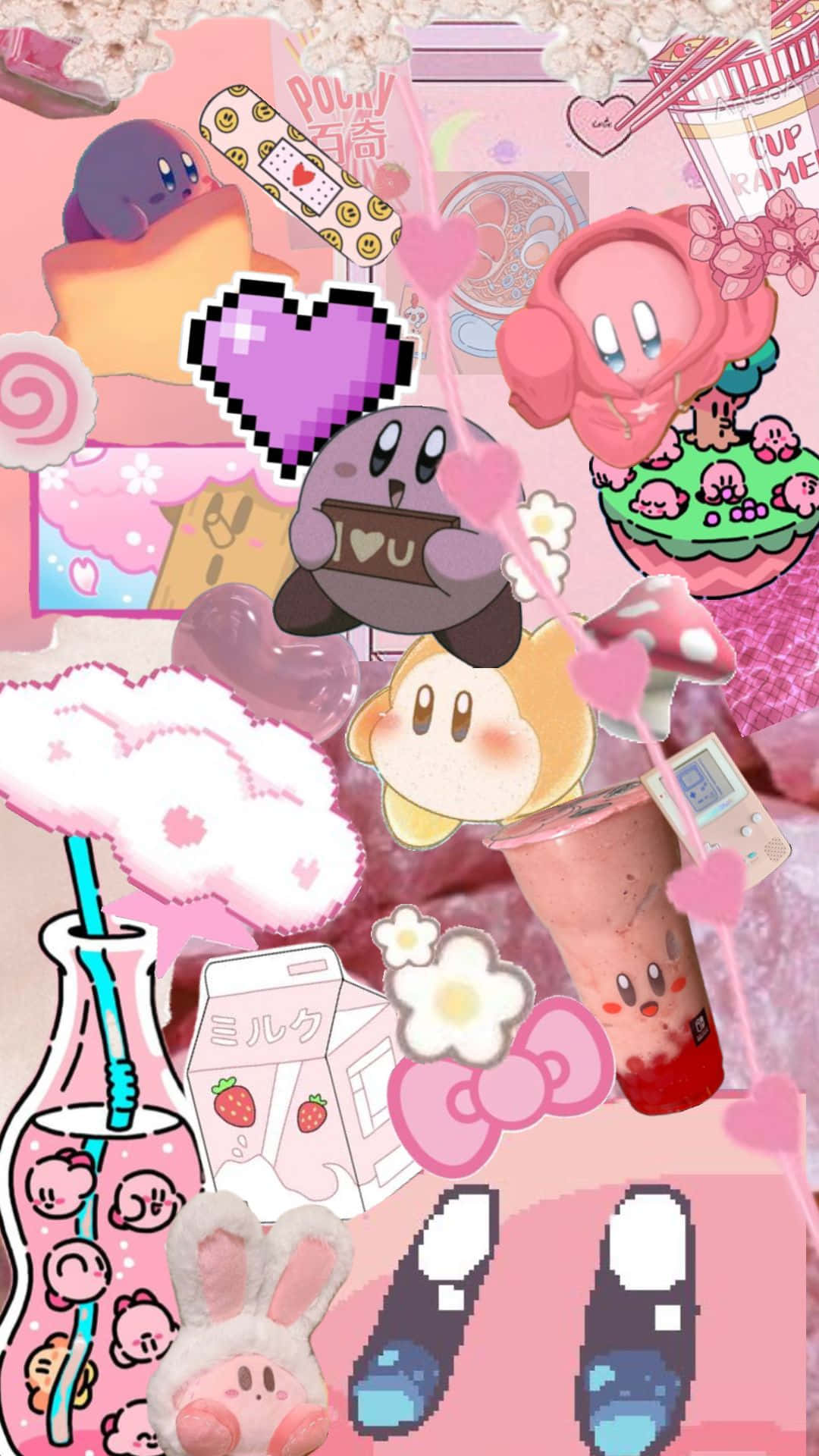 Kirby Collage Aesthetic Pink Pastel Wallpaper