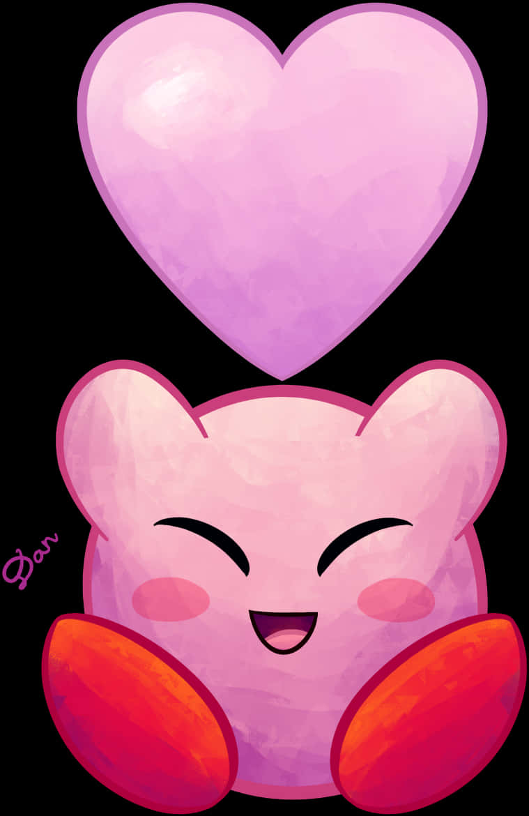 Kirby Love Heart Illustration PNG