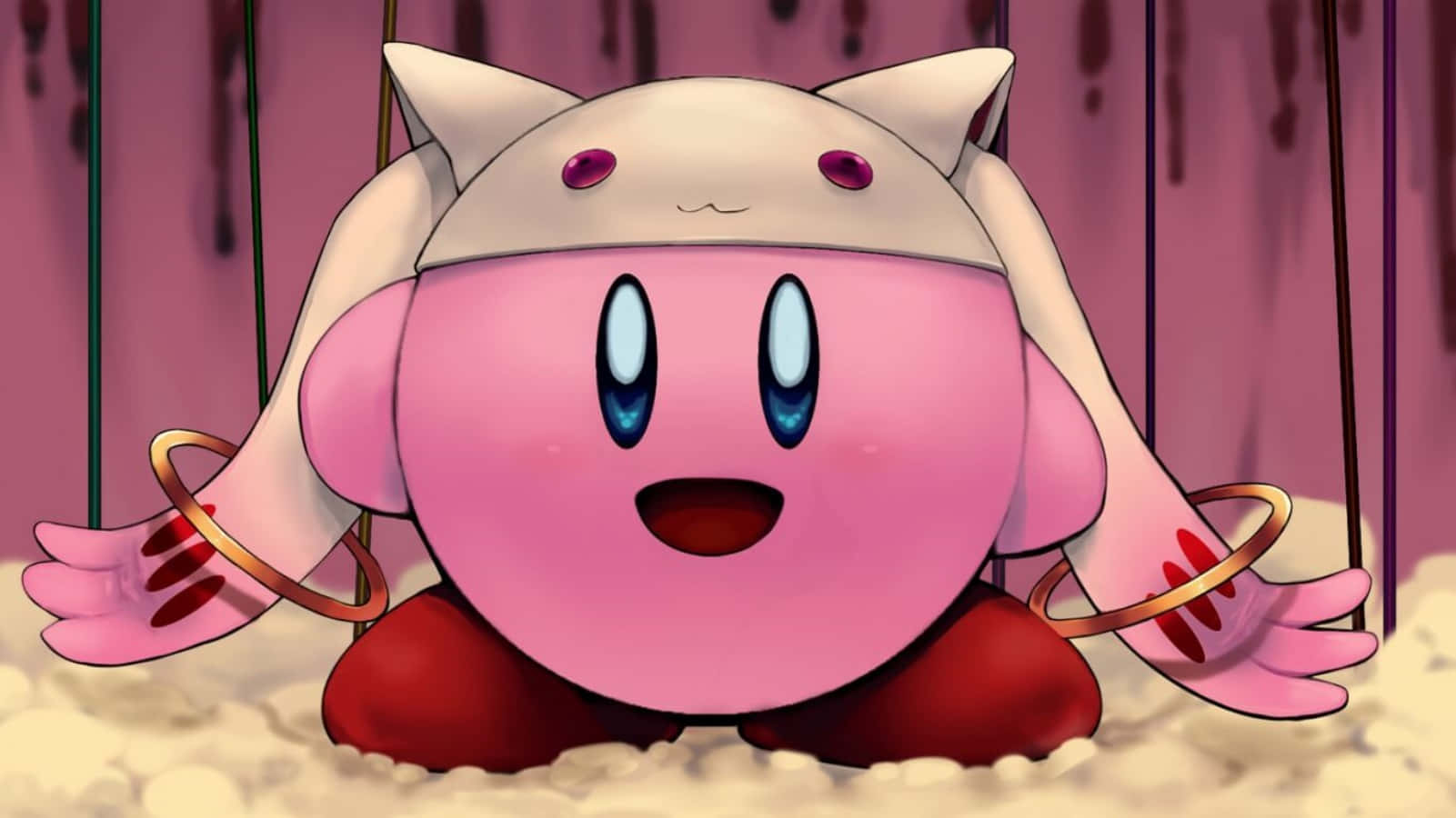 "Kirby Soars Through a Beautiful Night Landscape"