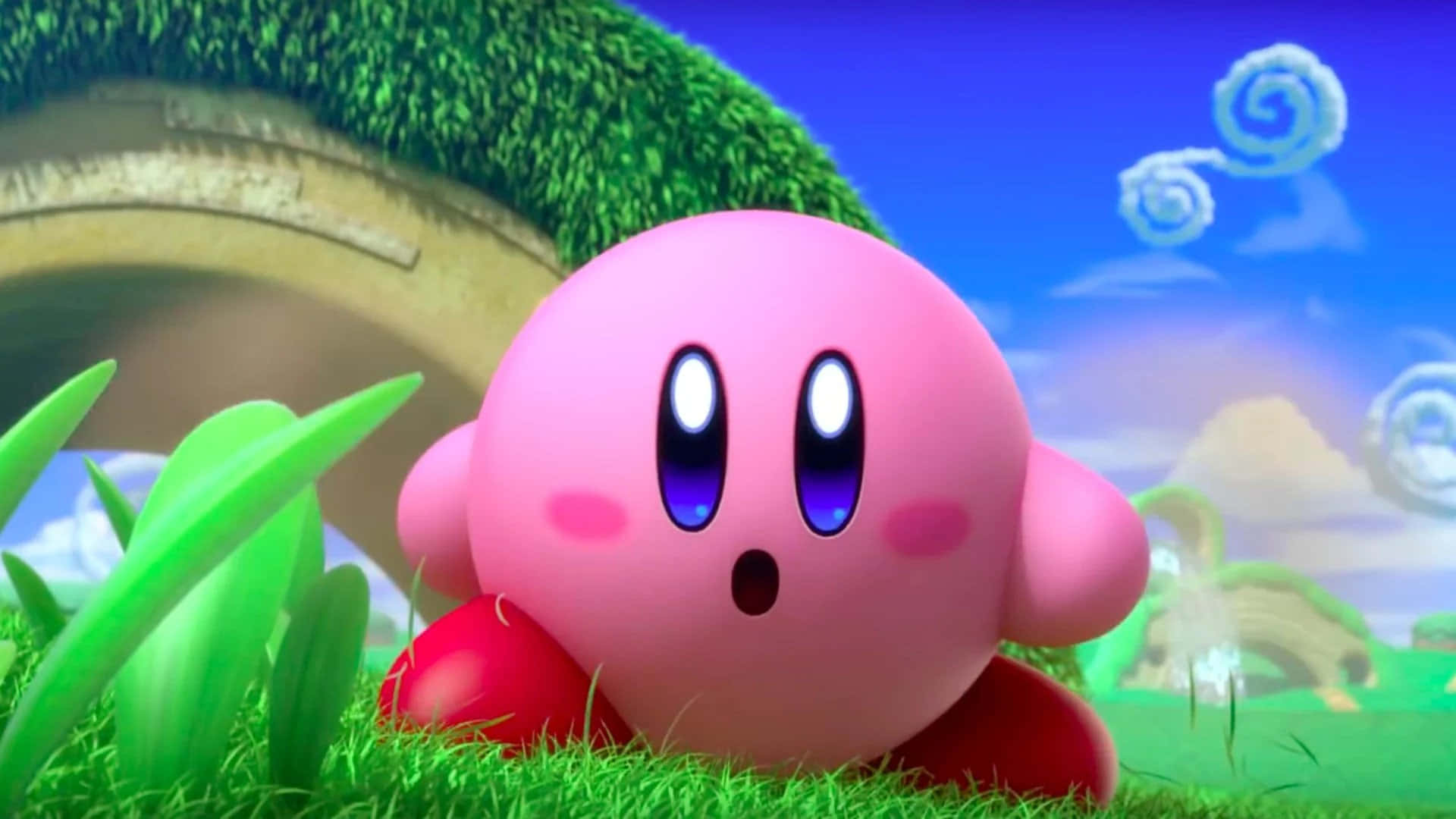 Entzückenderpinker Kirby Erkundet Die Welt