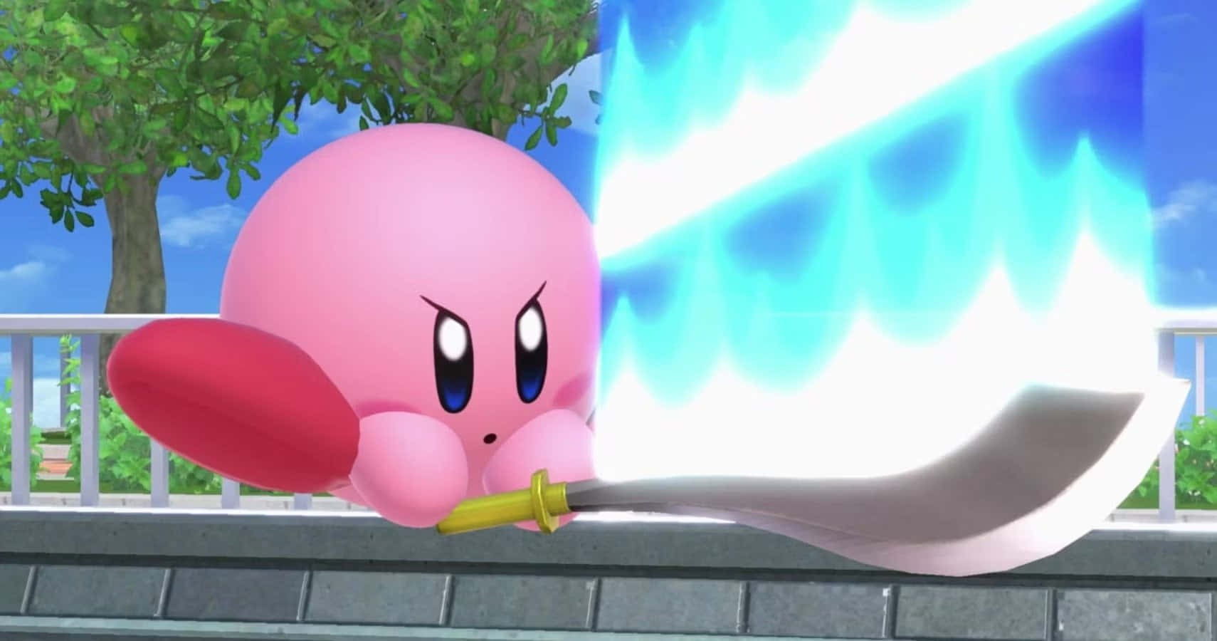 An energy-filled Kirby enjoying its adventures in Dream Land